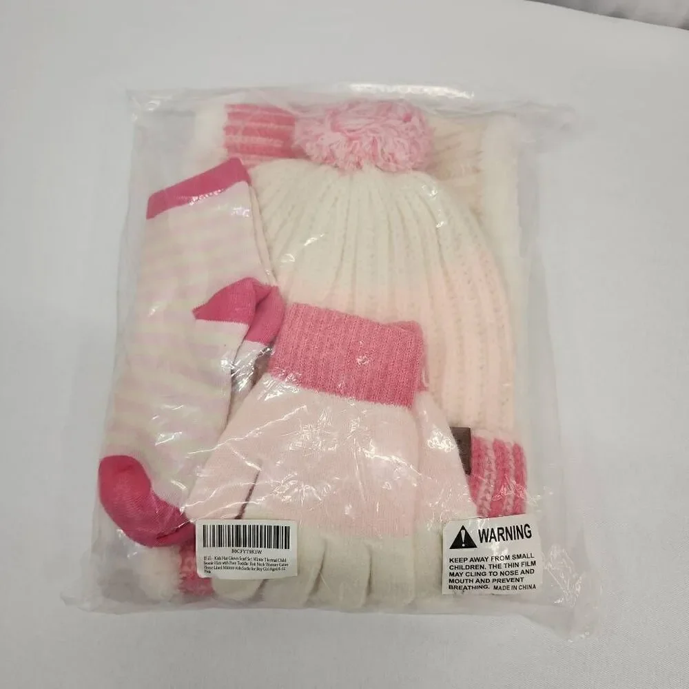 April Frogs Kids Hat Gloves Scarf Set: Winter Warm Beanie Hats Toddler Knit Neck